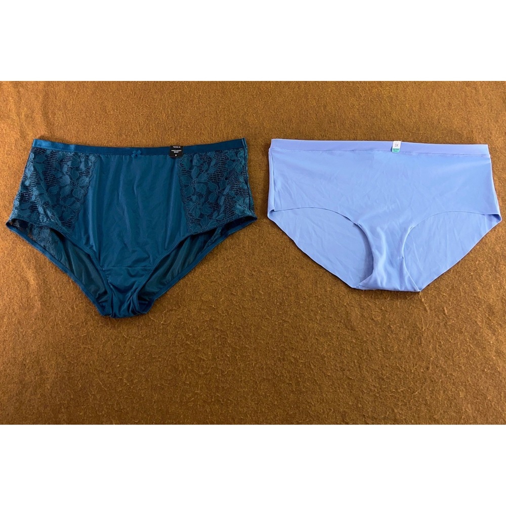 Torrid Maurices Womens 3X Teal Blue Lace Seamless High Waist Brief Hipster Panty
